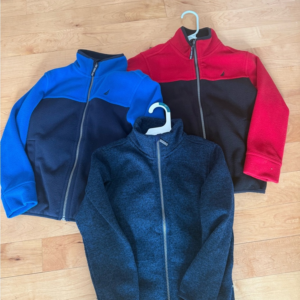 Nautica Kids' Fleece Jackets - Blue, Red, and Navy (bundle of 3 fleeces)
